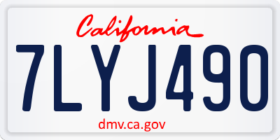 CA license plate 7LYJ490