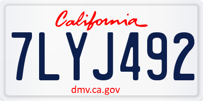 CA license plate 7LYJ492