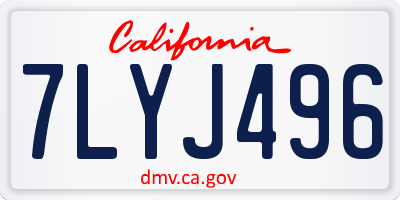 CA license plate 7LYJ496