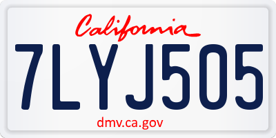 CA license plate 7LYJ505