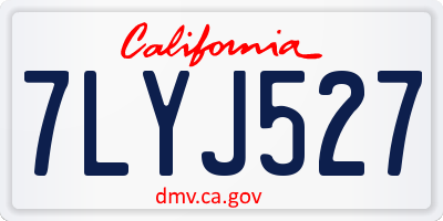 CA license plate 7LYJ527