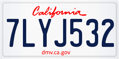 CA license plate 7LYJ532