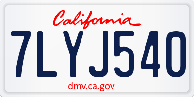 CA license plate 7LYJ540