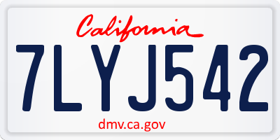 CA license plate 7LYJ542