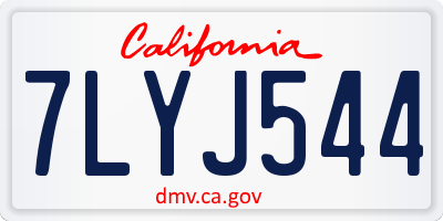 CA license plate 7LYJ544