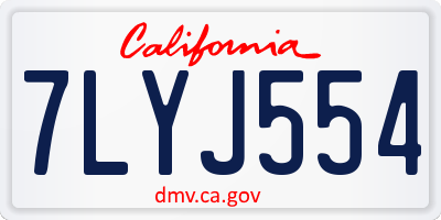 CA license plate 7LYJ554