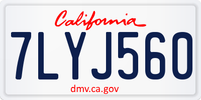 CA license plate 7LYJ560