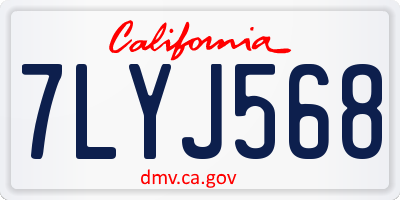 CA license plate 7LYJ568