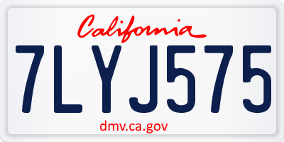 CA license plate 7LYJ575