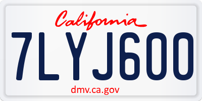 CA license plate 7LYJ600