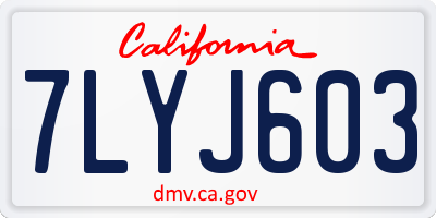 CA license plate 7LYJ603