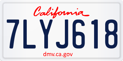 CA license plate 7LYJ618