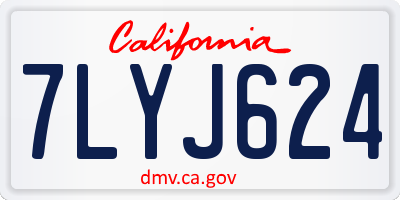 CA license plate 7LYJ624