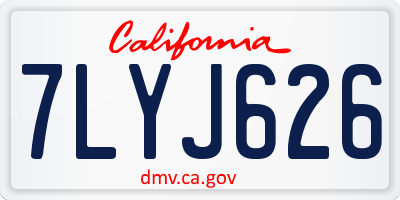 CA license plate 7LYJ626