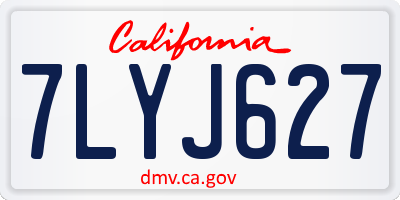 CA license plate 7LYJ627