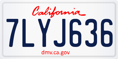 CA license plate 7LYJ636