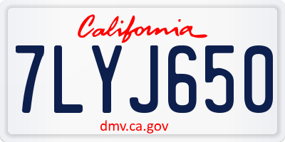 CA license plate 7LYJ650