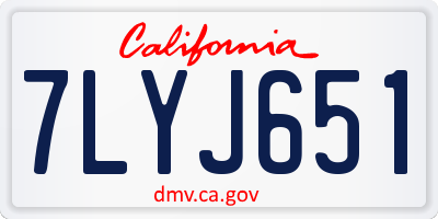 CA license plate 7LYJ651
