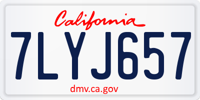 CA license plate 7LYJ657