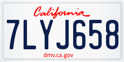 CA license plate 7LYJ658
