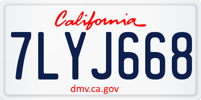 CA license plate 7LYJ668