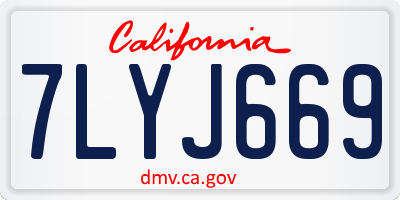 CA license plate 7LYJ669