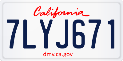 CA license plate 7LYJ671