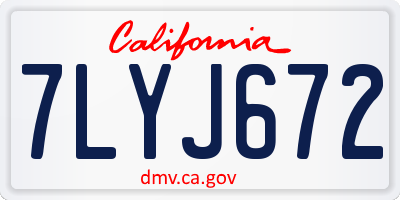 CA license plate 7LYJ672