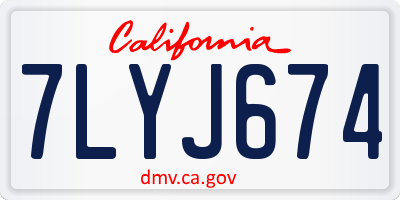 CA license plate 7LYJ674
