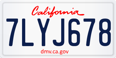 CA license plate 7LYJ678