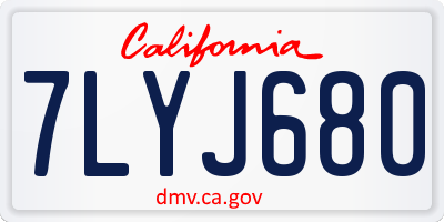 CA license plate 7LYJ680