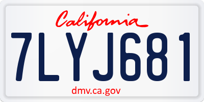 CA license plate 7LYJ681