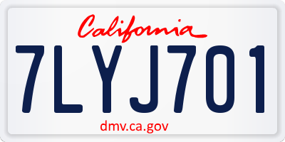 CA license plate 7LYJ701