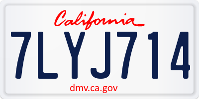 CA license plate 7LYJ714
