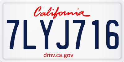 CA license plate 7LYJ716