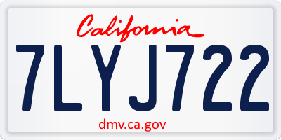 CA license plate 7LYJ722