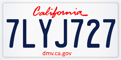 CA license plate 7LYJ727