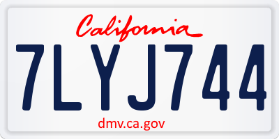 CA license plate 7LYJ744