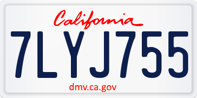 CA license plate 7LYJ755