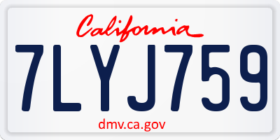 CA license plate 7LYJ759