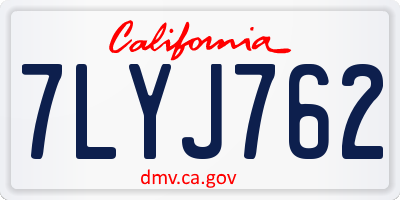 CA license plate 7LYJ762