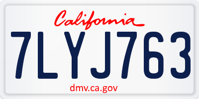 CA license plate 7LYJ763