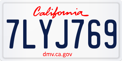 CA license plate 7LYJ769
