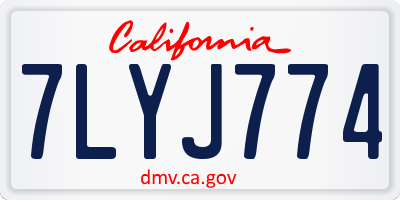 CA license plate 7LYJ774