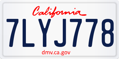 CA license plate 7LYJ778