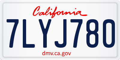 CA license plate 7LYJ780