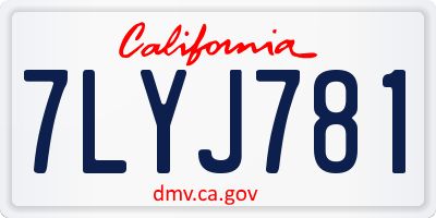 CA license plate 7LYJ781