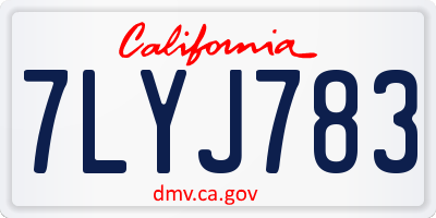 CA license plate 7LYJ783