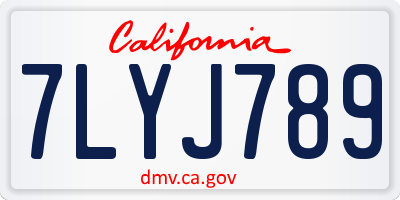 CA license plate 7LYJ789
