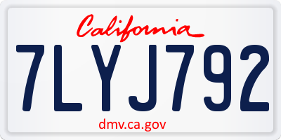 CA license plate 7LYJ792